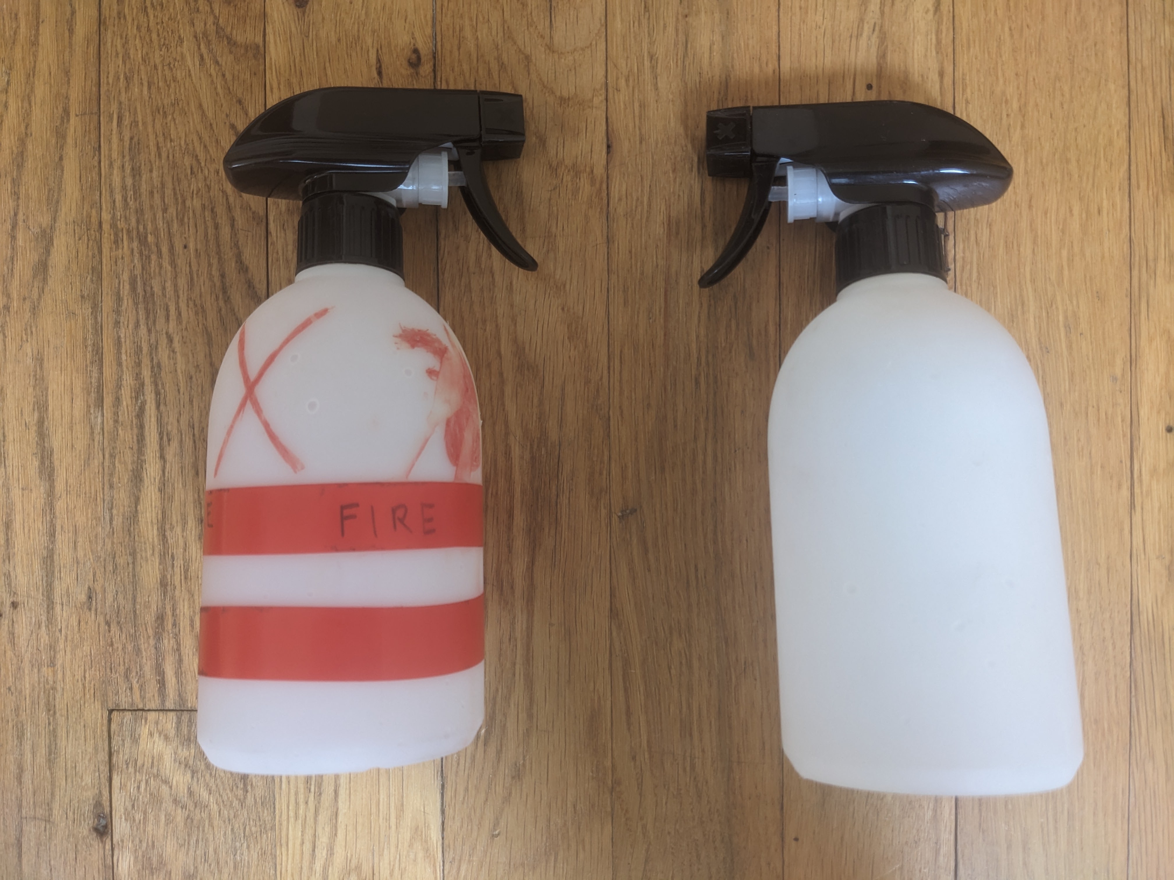 Alcohol and water spray bottles